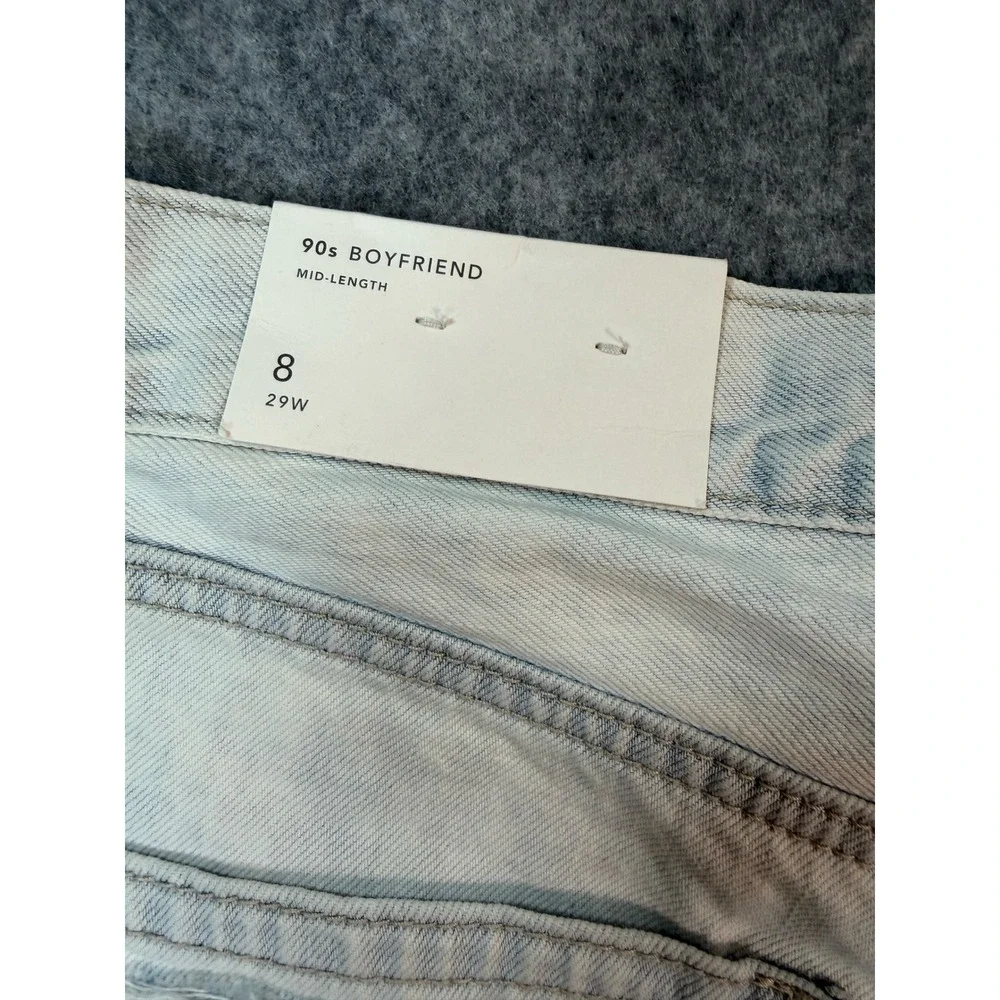 American Eagle 90s Boyfriend Mid-Length Distressed Denim Shorts Light Wash 8